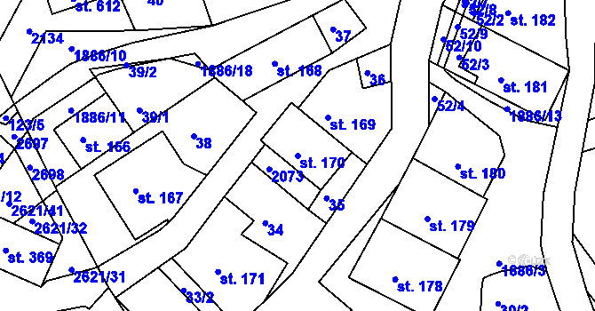 Parcela st. 170 v KÚ Proseč u Skutče, Katastrální mapa