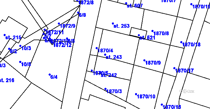 Parcela st. 243 v KÚ Proseč u Skutče, Katastrální mapa