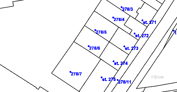 Parcela st. 278/6 v KÚ Proseč u Skutče, Katastrální mapa