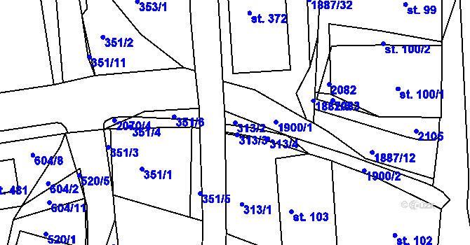 Parcela st. 313/2 v KÚ Proseč u Skutče, Katastrální mapa