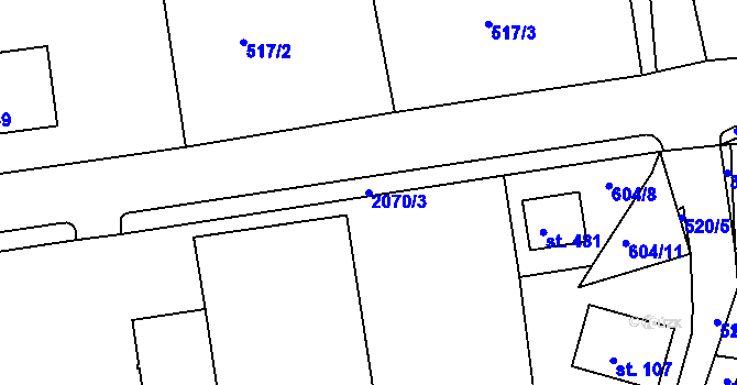 Parcela st. 2070/3 v KÚ Proseč u Skutče, Katastrální mapa