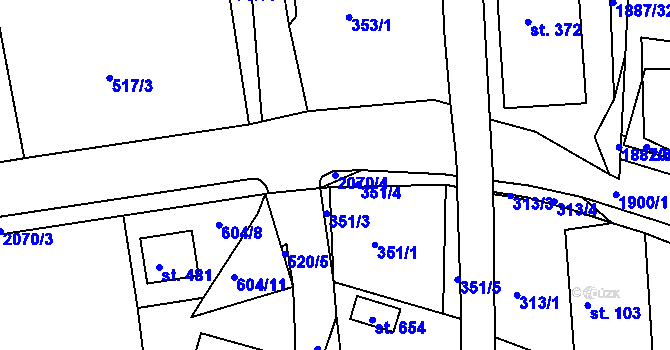 Parcela st. 2070/4 v KÚ Proseč u Skutče, Katastrální mapa