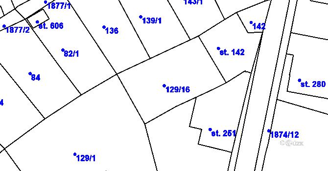 Parcela st. 129/16 v KÚ Proseč u Skutče, Katastrální mapa