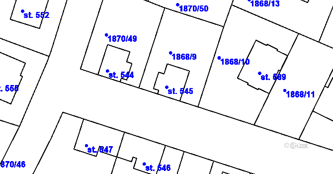 Parcela st. 545 v KÚ Proseč u Skutče, Katastrální mapa