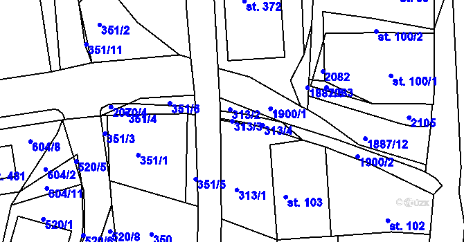 Parcela st. 313/3 v KÚ Proseč u Skutče, Katastrální mapa