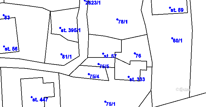 Parcela st. 57 v KÚ Záboří u Proseče, Katastrální mapa