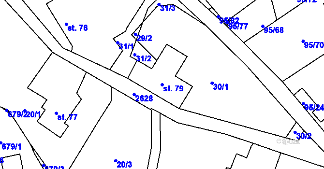 Parcela st. 79 v KÚ Záboří u Proseče, Katastrální mapa