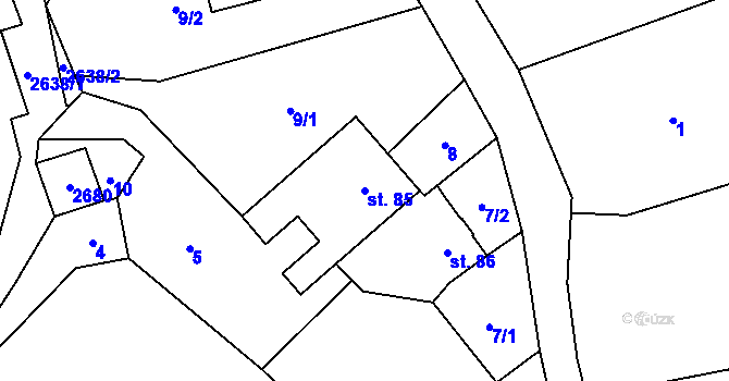 Parcela st. 85 v KÚ Záboří u Proseče, Katastrální mapa