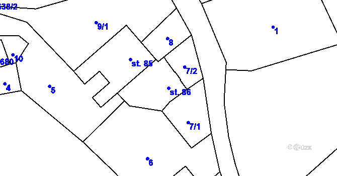 Parcela st. 86 v KÚ Záboří u Proseče, Katastrální mapa