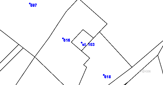 Parcela st. 103 v KÚ Záboří u Proseče, Katastrální mapa