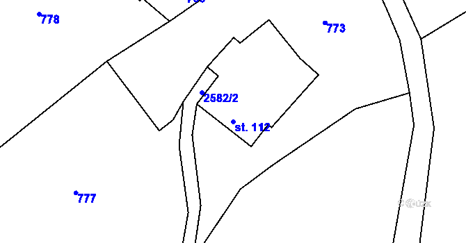 Parcela st. 112 v KÚ Záboří u Proseče, Katastrální mapa