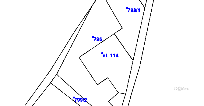 Parcela st. 114 v KÚ Záboří u Proseče, Katastrální mapa