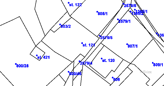 Parcela st. 121 v KÚ Záboří u Proseče, Katastrální mapa
