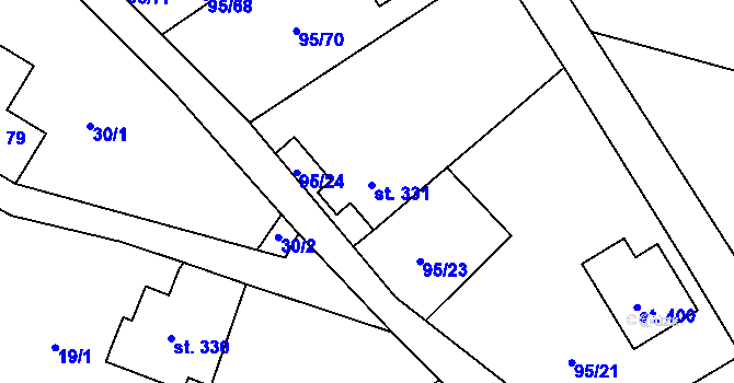 Parcela st. 331 v KÚ Záboří u Proseče, Katastrální mapa