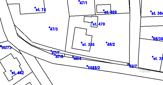 Parcela st. 335 v KÚ Záboří u Proseče, Katastrální mapa