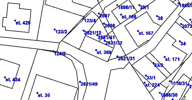 Parcela st. 369 v KÚ Záboří u Proseče, Katastrální mapa
