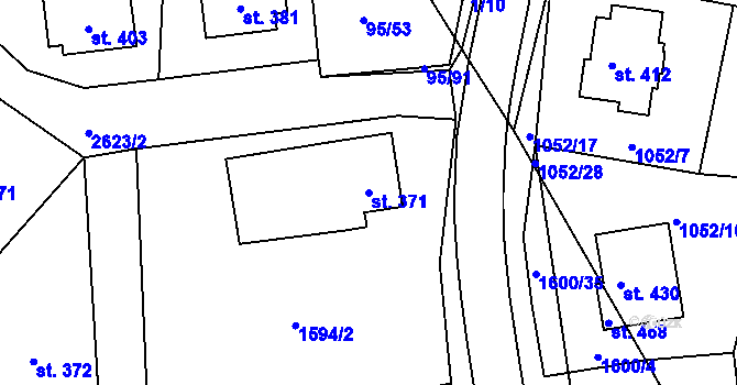 Parcela st. 371 v KÚ Záboří u Proseče, Katastrální mapa