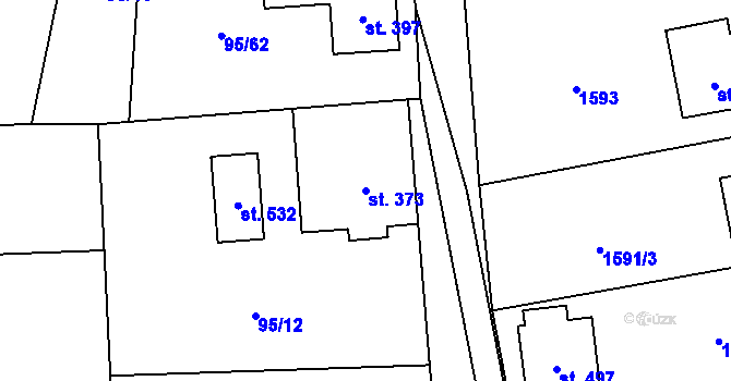 Parcela st. 373 v KÚ Záboří u Proseče, Katastrální mapa