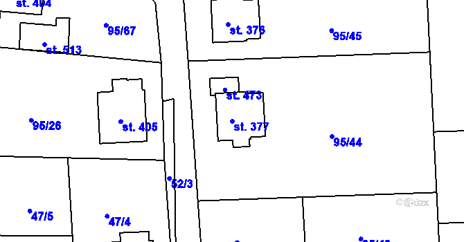 Parcela st. 377 v KÚ Záboří u Proseče, Katastrální mapa