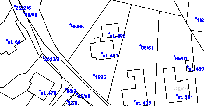 Parcela st. 401 v KÚ Záboří u Proseče, Katastrální mapa