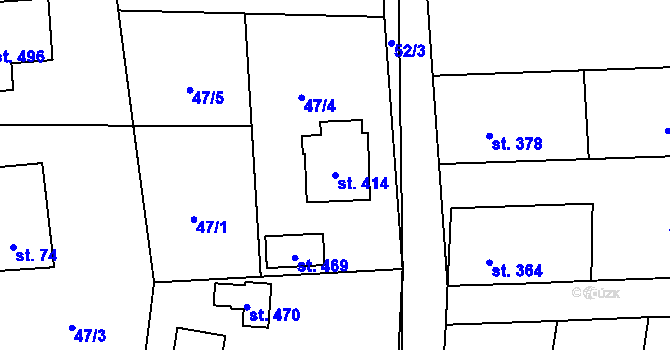 Parcela st. 414 v KÚ Záboří u Proseče, Katastrální mapa