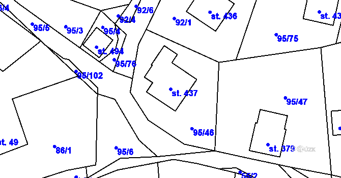 Parcela st. 437 v KÚ Záboří u Proseče, Katastrální mapa