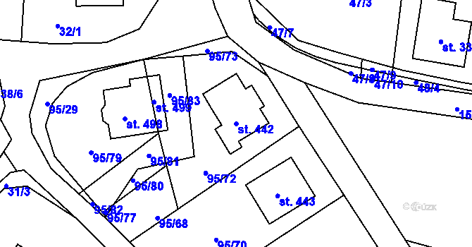 Parcela st. 442 v KÚ Záboří u Proseče, Katastrální mapa