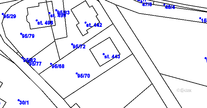Parcela st. 443 v KÚ Záboří u Proseče, Katastrální mapa