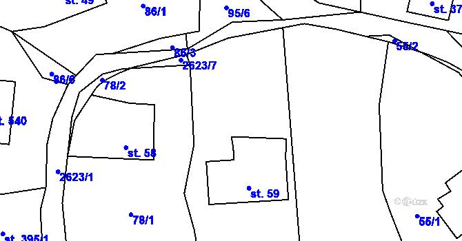 Parcela st. 58 v KÚ Záboří u Proseče, Katastrální mapa