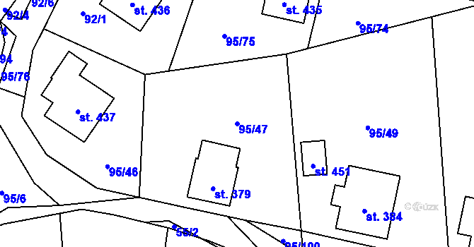 Parcela st. 95/47 v KÚ Záboří u Proseče, Katastrální mapa