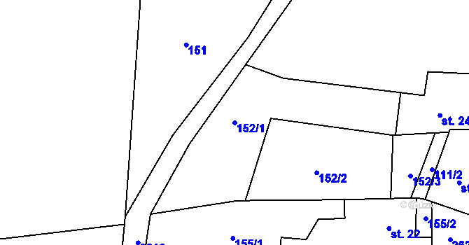Parcela st. 152/1 v KÚ Záboří u Proseče, Katastrální mapa