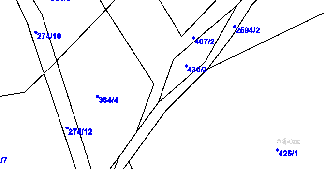Parcela st. 407/1 v KÚ Záboří u Proseče, Katastrální mapa