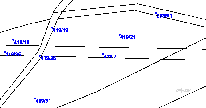 Parcela st. 419/7 v KÚ Záboří u Proseče, Katastrální mapa
