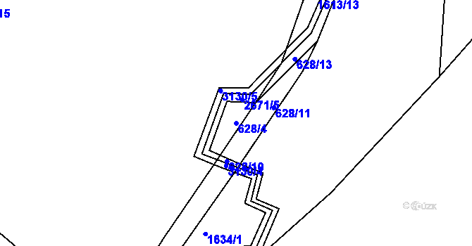 Parcela st. 628/4 v KÚ Záboří u Proseče, Katastrální mapa