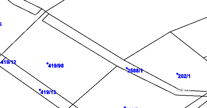 Parcela st. 2588 v KÚ Záboří u Proseče, Katastrální mapa