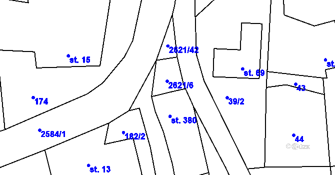 Parcela st. 2621/6 v KÚ Záboří u Proseče, Katastrální mapa