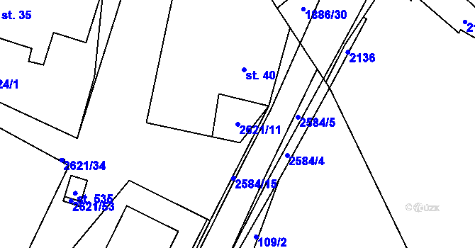 Parcela st. 2621/11 v KÚ Záboří u Proseče, Katastrální mapa