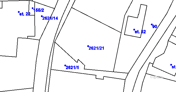 Parcela st. 2621/21 v KÚ Záboří u Proseče, Katastrální mapa
