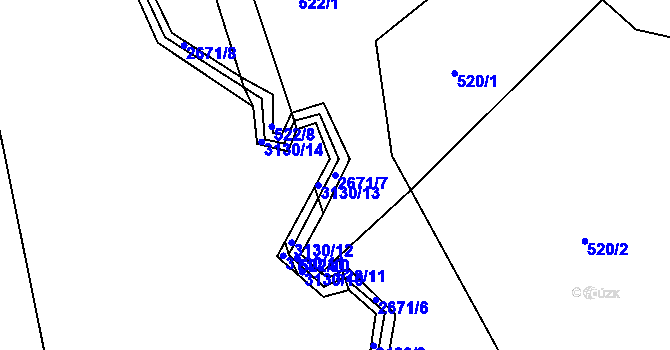 Parcela st. 2671/7 v KÚ Záboří u Proseče, Katastrální mapa