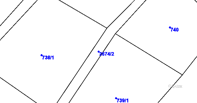 Parcela st. 2674/2 v KÚ Záboří u Proseče, Katastrální mapa