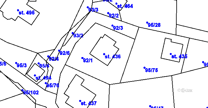 Parcela st. 436 v KÚ Záboří u Proseče, Katastrální mapa