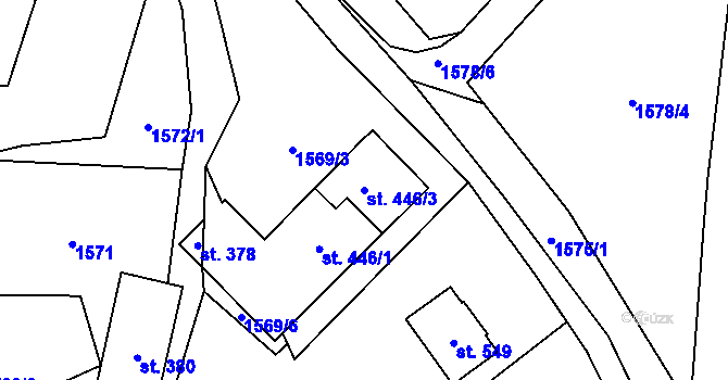 Parcela st. 446/3 v KÚ Záboří u Proseče, Katastrální mapa