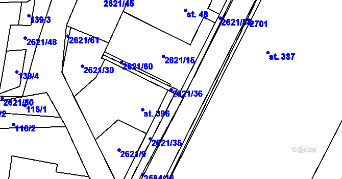 Parcela st. 2621/36 v KÚ Záboří u Proseče, Katastrální mapa
