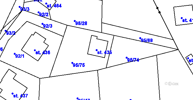 Parcela st. 435 v KÚ Záboří u Proseče, Katastrální mapa