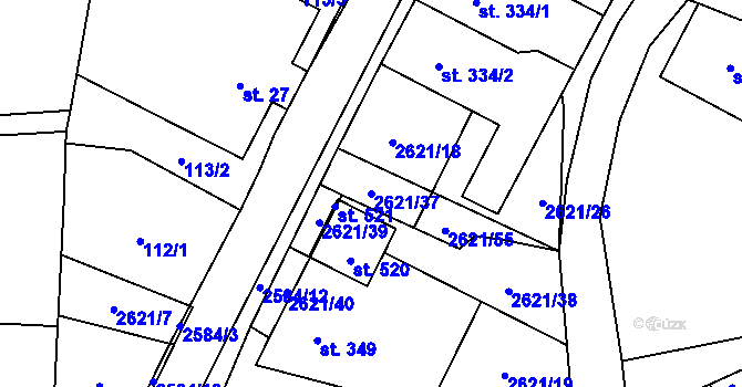Parcela st. 2621/37 v KÚ Záboří u Proseče, Katastrální mapa