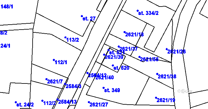 Parcela st. 2621/39 v KÚ Záboří u Proseče, Katastrální mapa