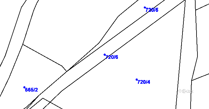 Parcela st. 720/6 v KÚ Záboří u Proseče, Katastrální mapa