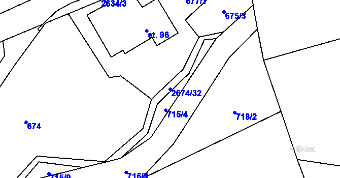 Parcela st. 2674/32 v KÚ Záboří u Proseče, Katastrální mapa