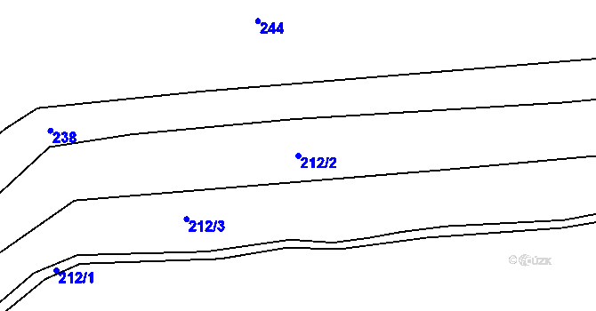 Parcela st. 212/2 v KÚ Záboří u Proseče, Katastrální mapa