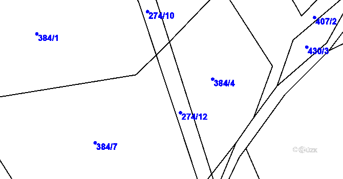 Parcela st. 274/11 v KÚ Záboří u Proseče, Katastrální mapa